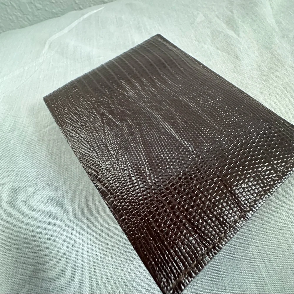 Prince Gardner Brown Embossed Leather Bi-Fold Wallet | ID Window | Vintage